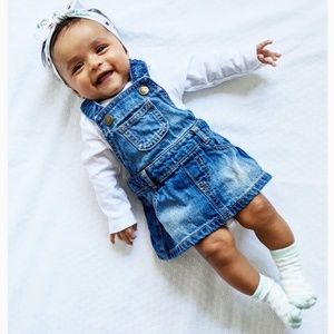 H&M girls denim overall dress.